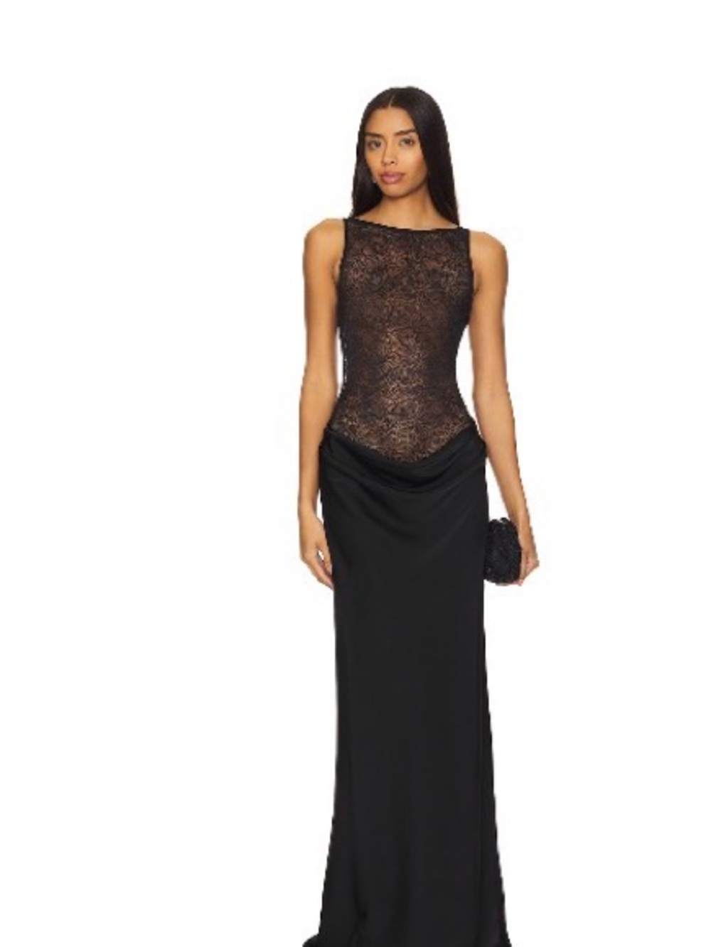 NBD Black Lace Bodice Maxi Dress